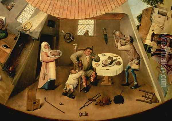 Greed, Scene from the Table of the Seven Deadly Sins Oil Painting - Hieronymous Bosch