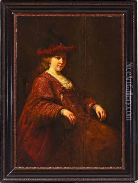 Retrato De Una Joven, Probablemente Saskia Van Uylenburgh Oil Painting - Govert Teunisz. Flinck