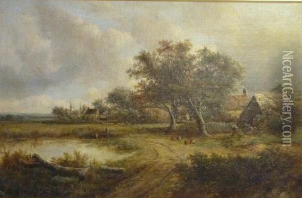 Village Pond Oil Painting - Joseph Thors