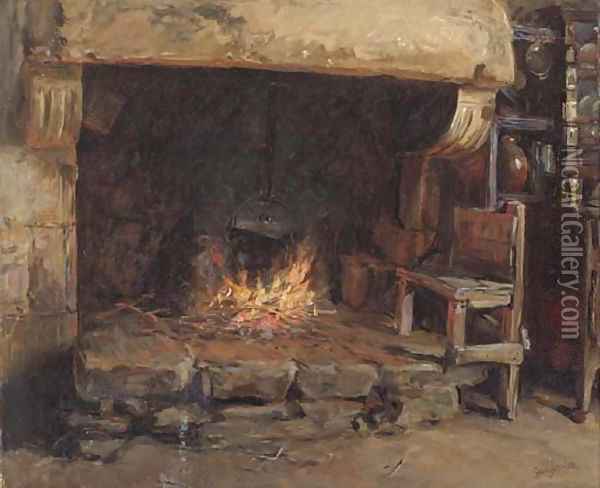 The hearth Oil Painting - George Smith