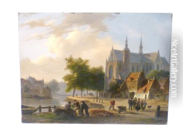 Vue De Ville Animee Oil Painting - Bartholomeus Johannes Van Hove