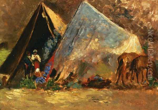 Zingari Encampment Oil Painting - Alfons Hollaender