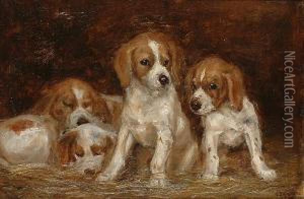 Four Puppies Oil Painting - George Denholm Armour