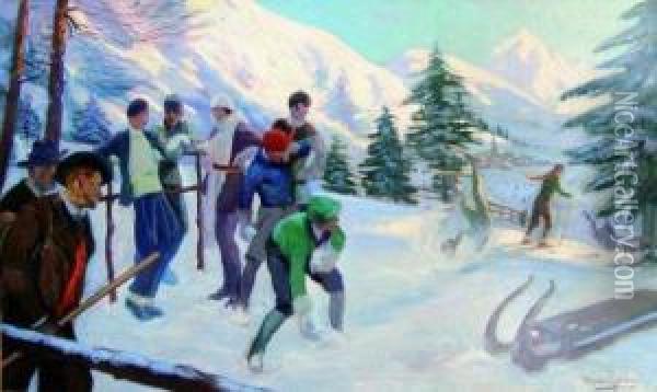Les Sports D'hiver Oil Painting - Garces, Josep Marti
