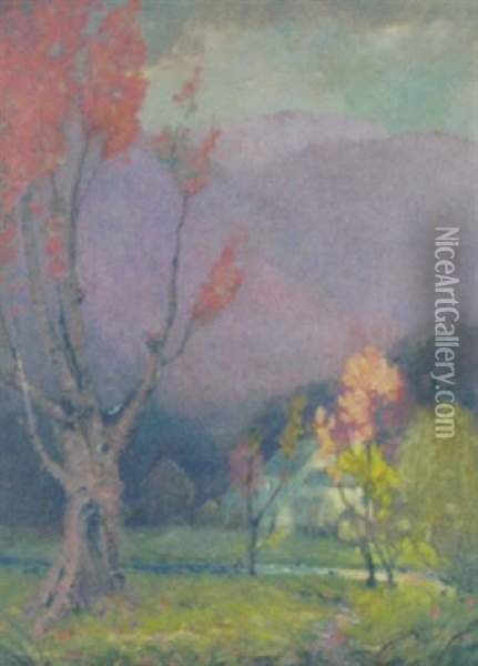 Purple Mountain Landscape Oil Painting - William Hurd Lawrence