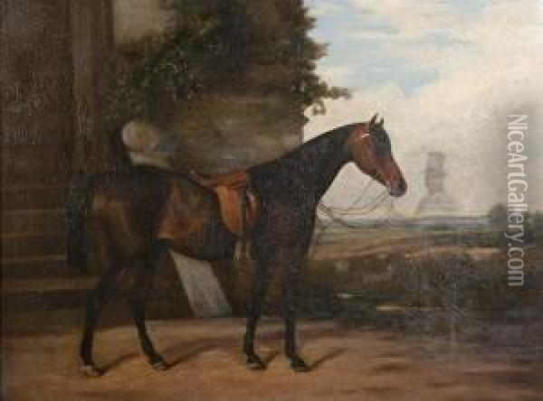 Portrait Of A Horse In A Landscape Oil Painting - Arthur James Stark