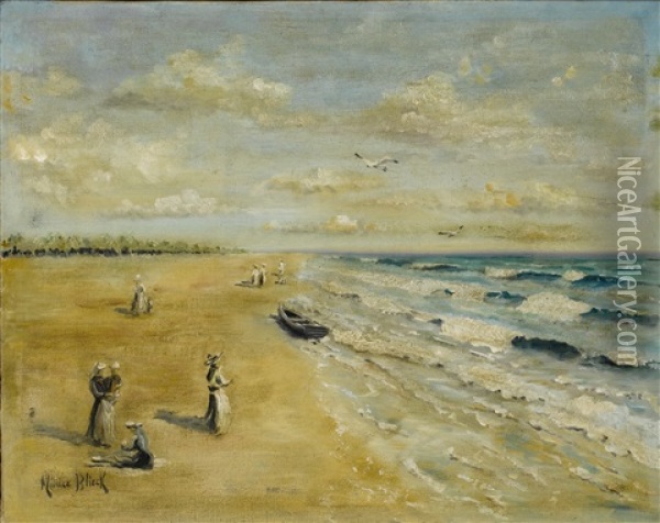 Figures At The Seashore Oil Painting - Maurice Blieck