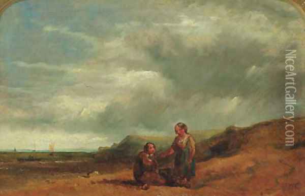 Children resting on a beach Oil Painting - William Collins