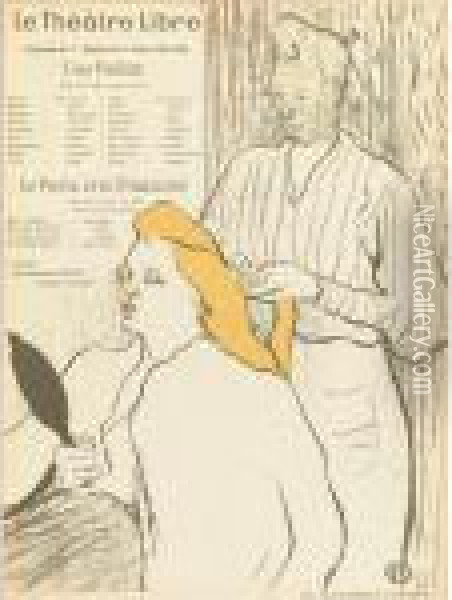 La Coiffure, Programme Du Theatre-libre (d. 14; A. 40; W. 15; Adr. 40) Oil Painting - Henri De Toulouse-Lautrec