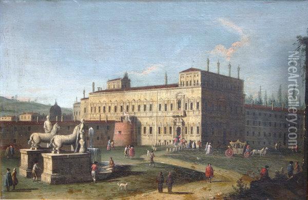 The Piazza Quirinalli, 
Rome Oil Painting - (circle of) Wittel, Gaspar van (Vanvitelli)