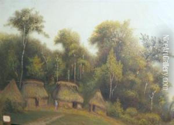 Indian Village Oil Painting - Dwight Williams