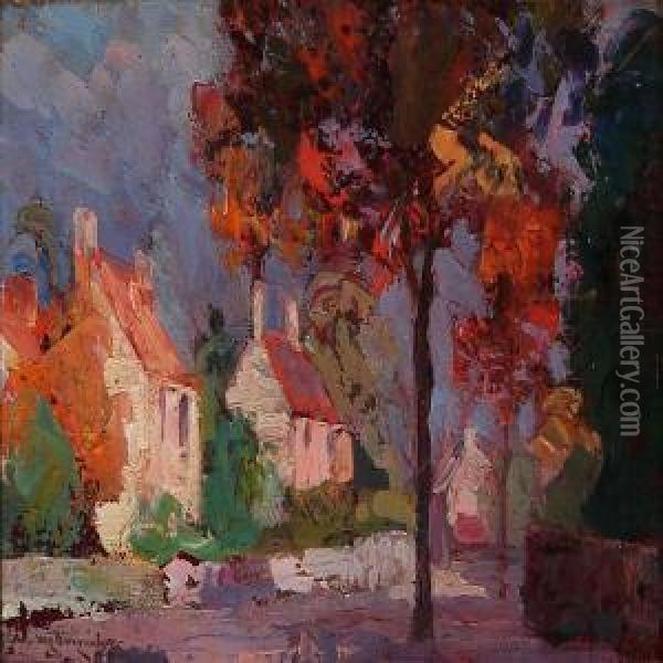 Sunlit Cottages, Old Church Rd Oil Painting - Van Waeyenberge