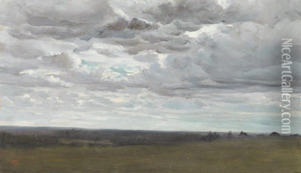 Etude De Ciel Nuageux Sur Une Plaine Oil Painting - Ernest Hareux