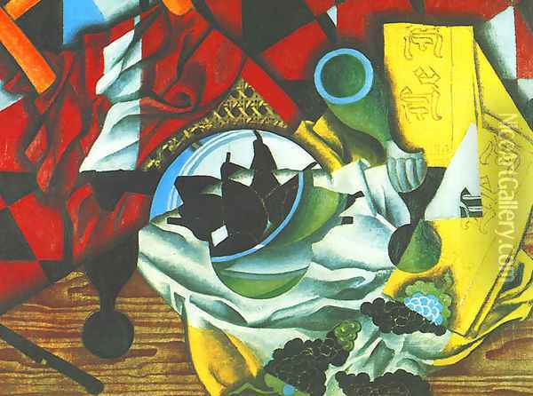 Pears And Grapes On A Table Oil Painting - Juan Gris