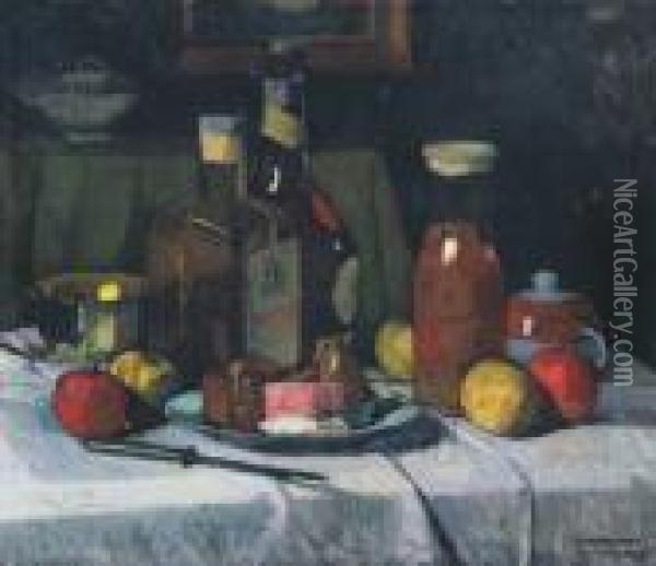 Still-life With Fruit Oil Painting - Gyula Kosztolanyi Kann