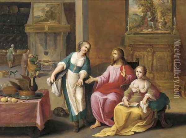 Christ in the House of Mary and Martha Oil Painting - Frans II Francken