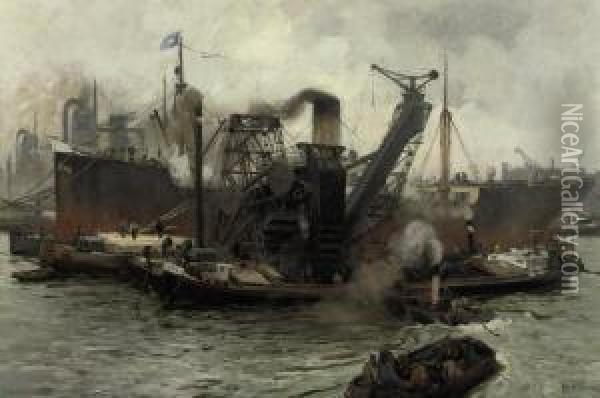 Transportation Of Coals Oil Painting - August Willem van Voorden
