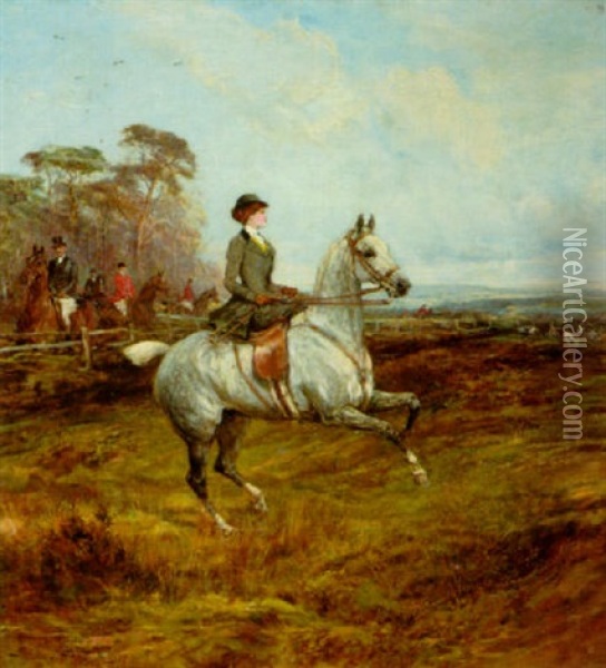 A Lady Hunting Oil Painting - Heywood Hardy