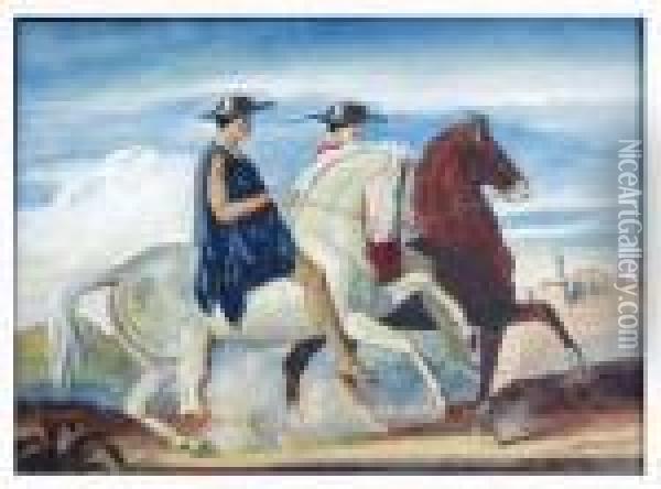 Roman Gentleman On Horseback Oil Painting - Richard Parkes Bonington
