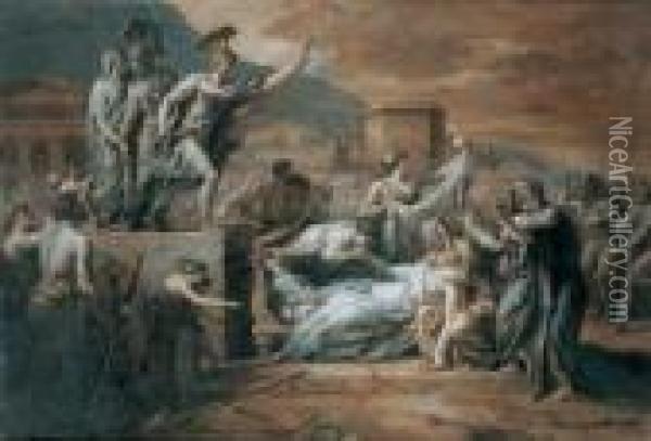 Der Tod Der Lucretia. Oil Painting - Jacques Louis David