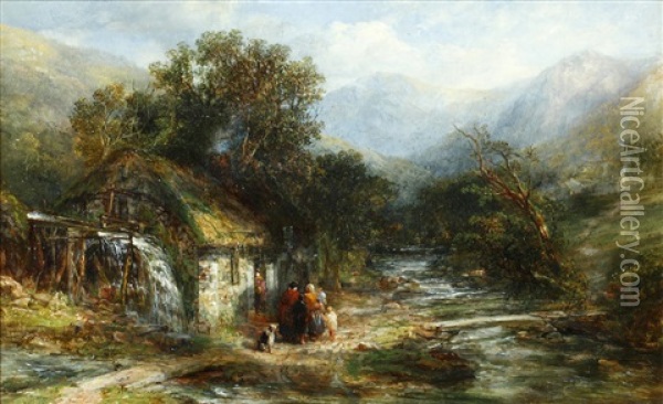 The Eglwseg Hills And Crags Near Llangollen, North Wales Oil Painting - Frederick Henry Henshaw
