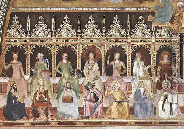 Triumph of St Thomas and Allegory of the Sciences (detail) Oil Painting - Andrea Bonaiuti da Da Firenze