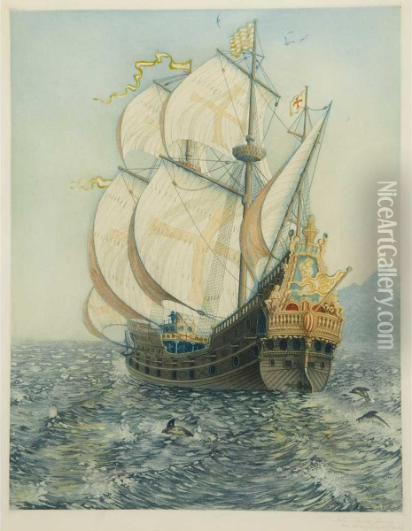 The Golden Galleon Oil Painting - John Taylor Arms