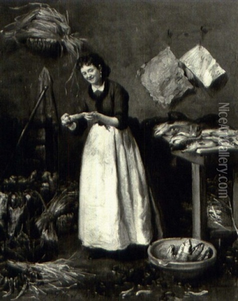 The Happy Fishwife Oil Painting - Victor Gabriel Gilbert
