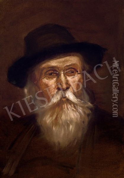 Rabbi Oil Painting - Laszlo Mednyanszky