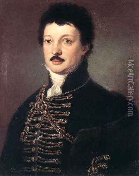 Portrait of Poet Daniel Berzsenyi 1817 Oil Painting - Janos Donat