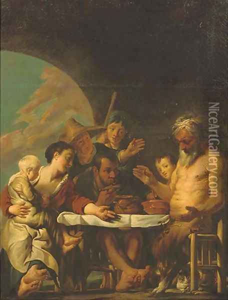 The Satyr and the Peasant 2 Oil Painting - Jacob Jordaens