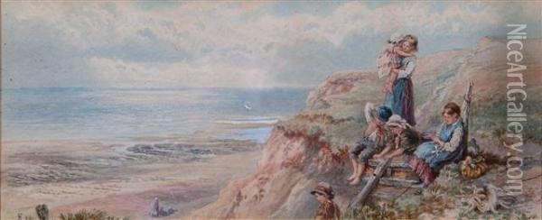 The Top Of The Cliff Oil Painting - Myles Birket Foster