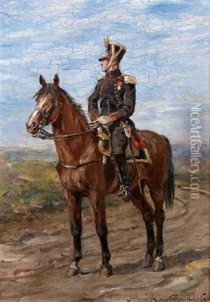 Hussard A Cheval Oil Painting - Jan Hoynck Van Papendrecht
