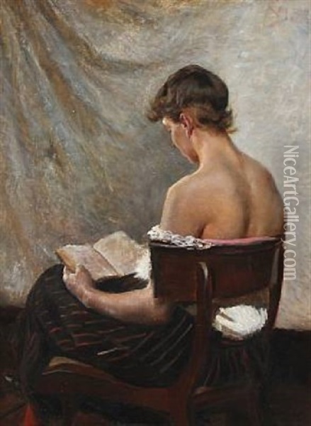 Back Turned Female Model Oil Painting - Valdemar Henrik Nicolaj Irminger