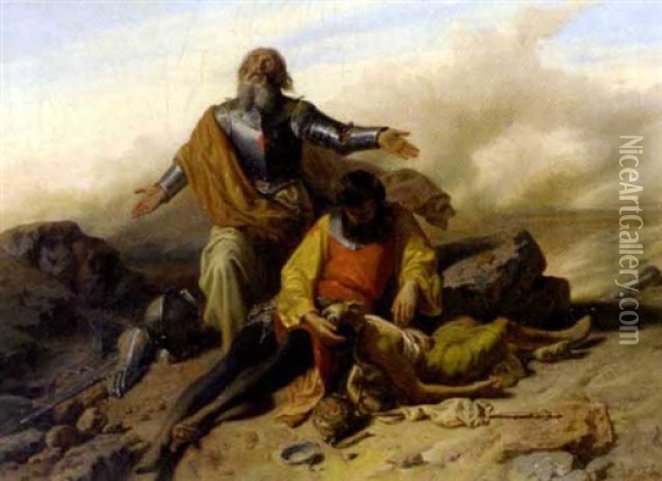 Zwei Kreuzritter Und Ein Junger Pilger In Der Wuste Oil Painting - Johann Till the Younger