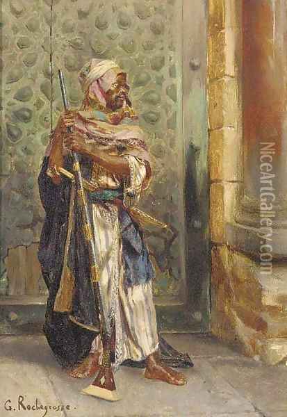 The arab guard Oil Painting - Georges Antoine Rochegrosse