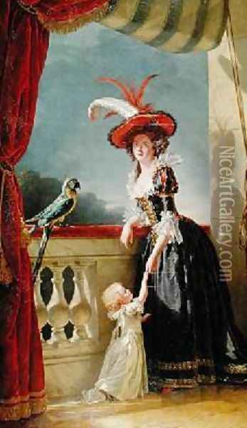 Portrait of Louise Elisabeth de France 1727-59 Duchess of Parma and her son Ferdinand 1751-1802 Oil Painting - Adelaide Labille-Guyard