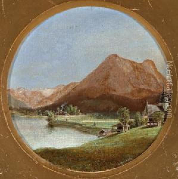 Motiv Aus Bad Aussee Mit Dem Dachstein Oil Painting - Gustav Reinhold
