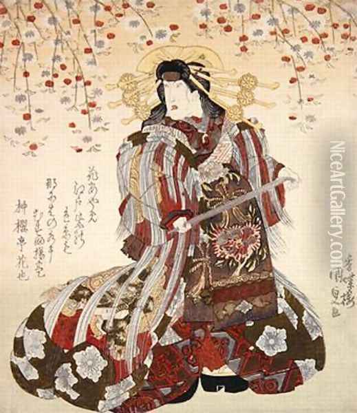 Iwai Kumesaburo II as Agemaki in Sukeroku yukari no Edo zakura Oil Painting - Utagawa Kunisada
