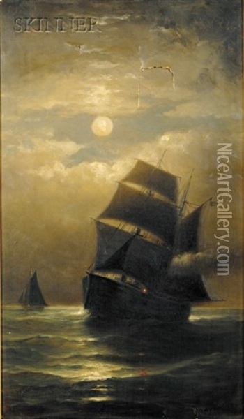 Moonlit Sail Oil Painting - William Tyler