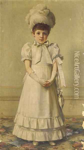 Portrait of a girl Oil Painting - John Hanson Walker