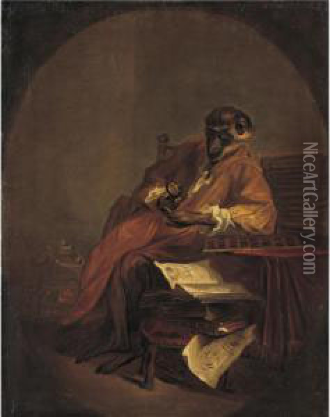 Le Singe Antiquaire Oil Painting - Jean-Baptiste-Simeon Chardin