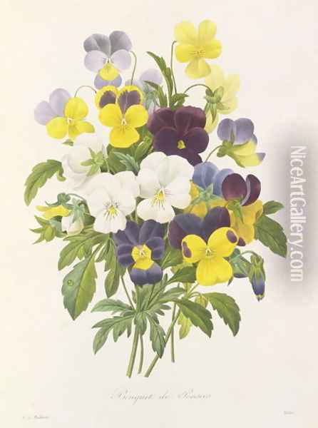 Violas Oil Painting - Pierre-Joseph Redoute