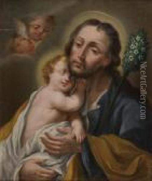Saint Joseph Et L'enfant Jesus Oil Painting - Bartolome Esteban Murillo