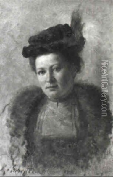 Portrat Einer Dame (robert Scheffers Gemahlin) Oil Painting - Robert Scheffer