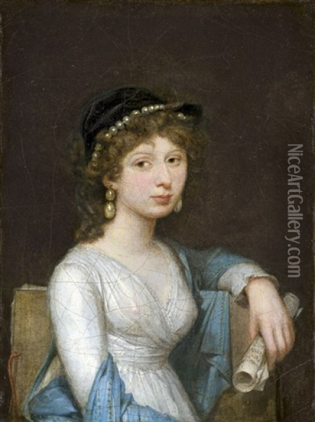 Bildnis Der Opernsangerin Angelica Catalani Mit Perlenschmuck, In Der Hand Noten Oil Painting - Louis Leopold Boilly