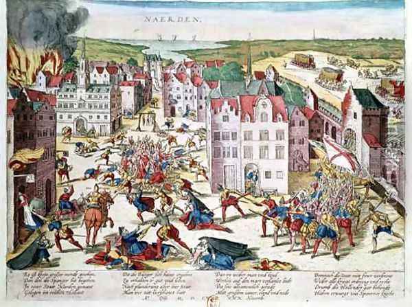 Massacre in Flanders during the Government of Fernando Alvarez de Toledo 1508-82 Duke of Alba Oil Painting - Franz Hogenberg