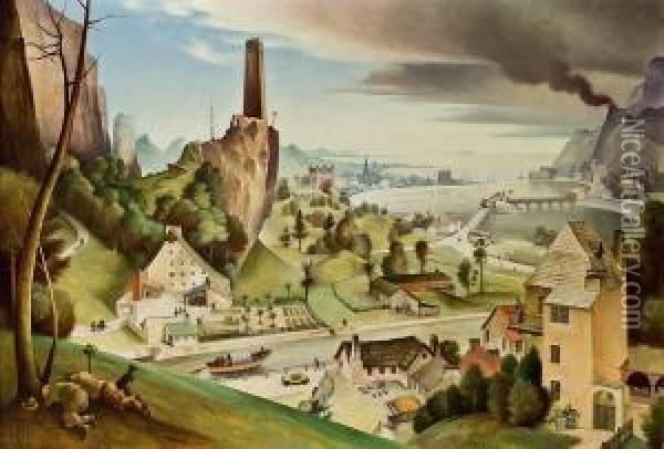 Landschaft Mit Brennendem Castell Oil Painting - Franz Sedlacek