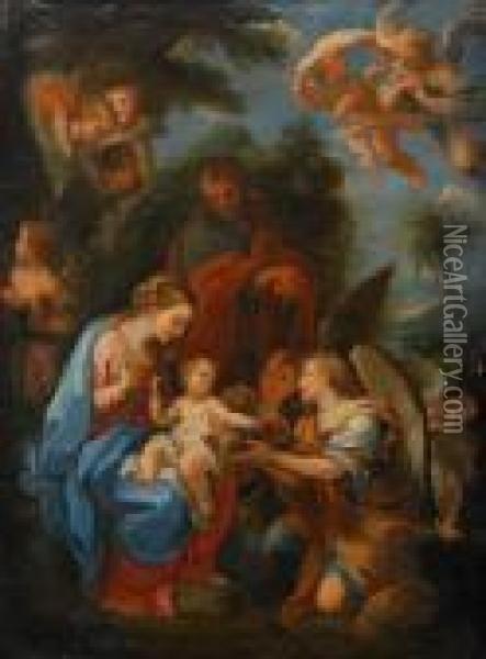 Den Heliga Familjen Oil Painting - Carlo Maratta or Maratti