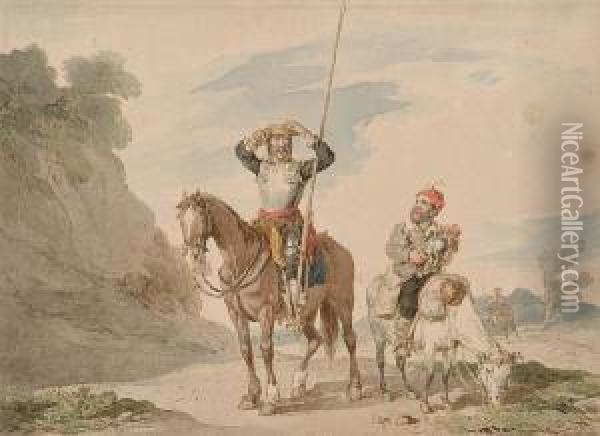 Don Quixote And Sancho Panza Oil Painting - John Augustus Atkinson